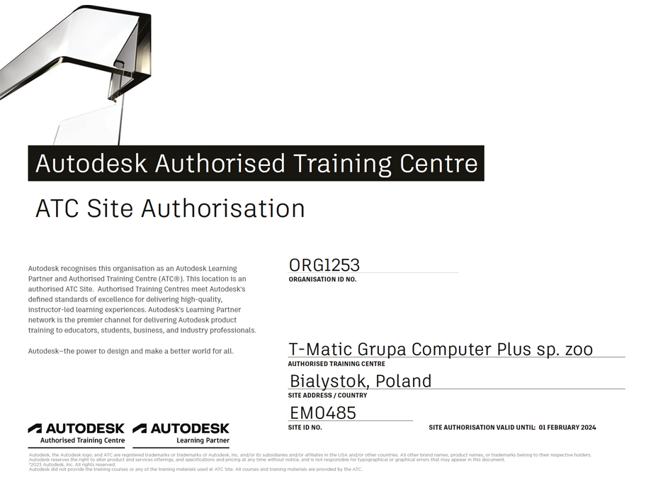 Certyfikat AutoDESK